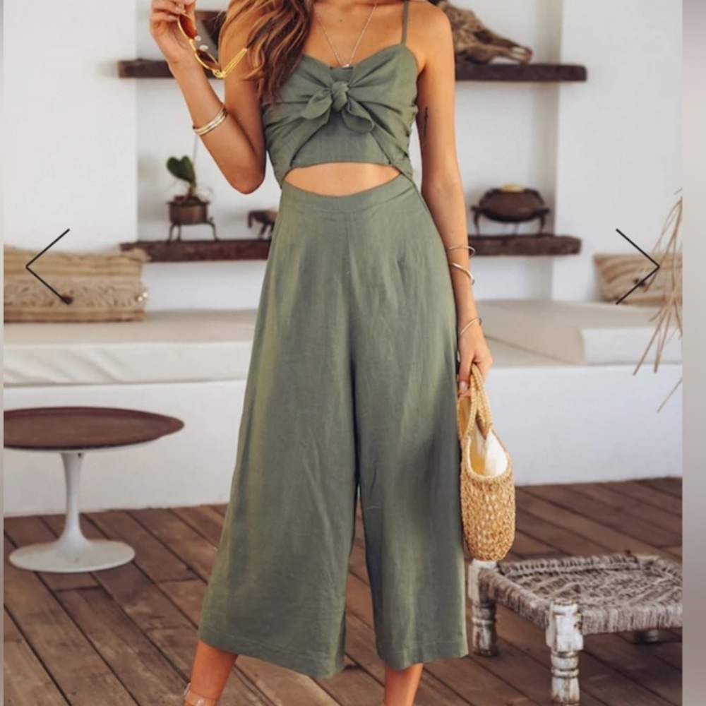 Hello Molly Ducking and Diving Jumpsuit Khaki Small